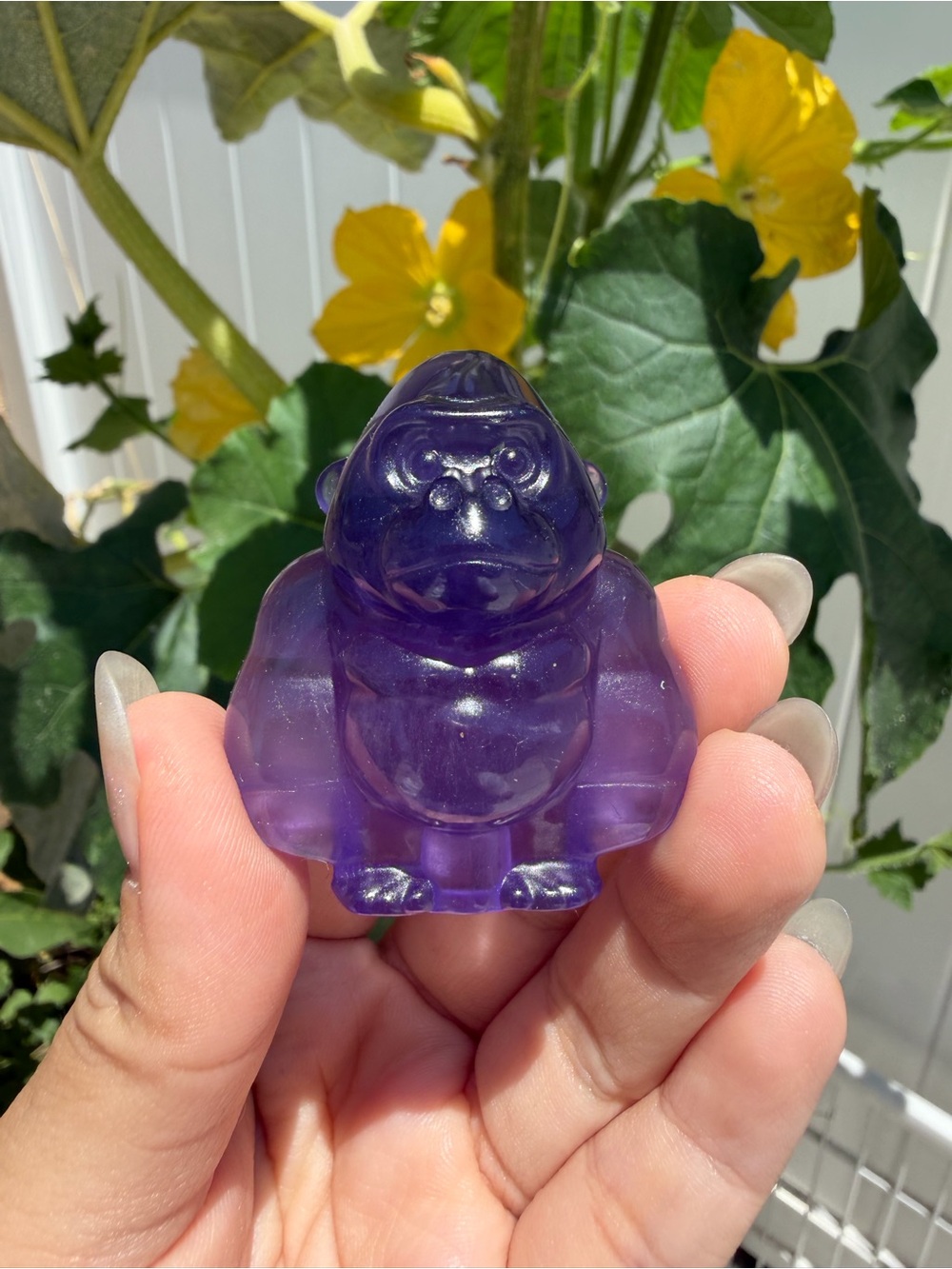 Natural Purple Fluorite Gorilla Carving Crystal King Kong Statue Figurine,A619